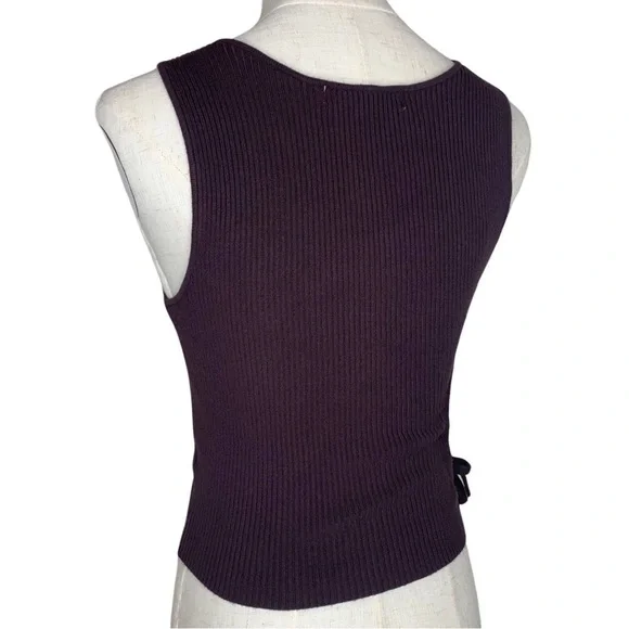 Urban Outfitters Brown Asymmetrical Ribbed Knit Side Cut Out Tank Top - Picture 8 of 16